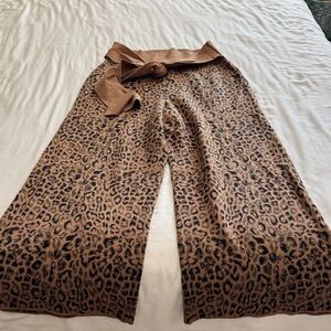 Anthropologie Leopard Print Wide Leg Pants